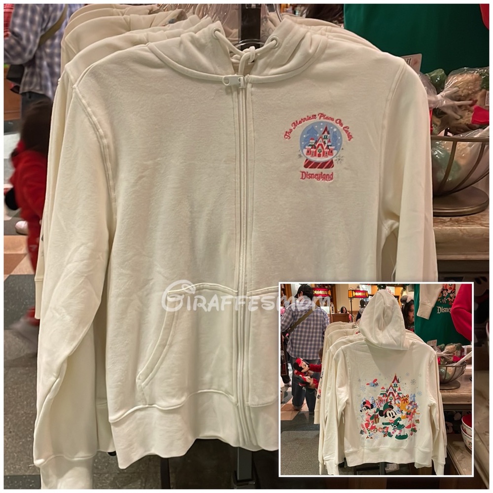 Disneyland Mickey Mouse and Friends Fantasyland Castle Holiday Zip Hoodie NEW